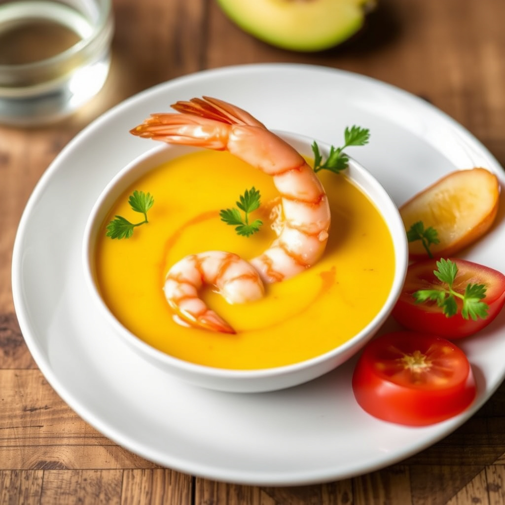 Mangogazpacho med sylteagurkreker