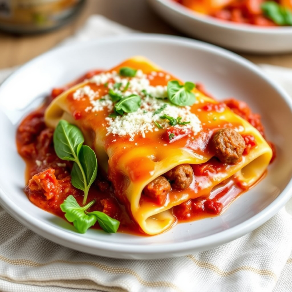 Manicotti med italiensk pølse