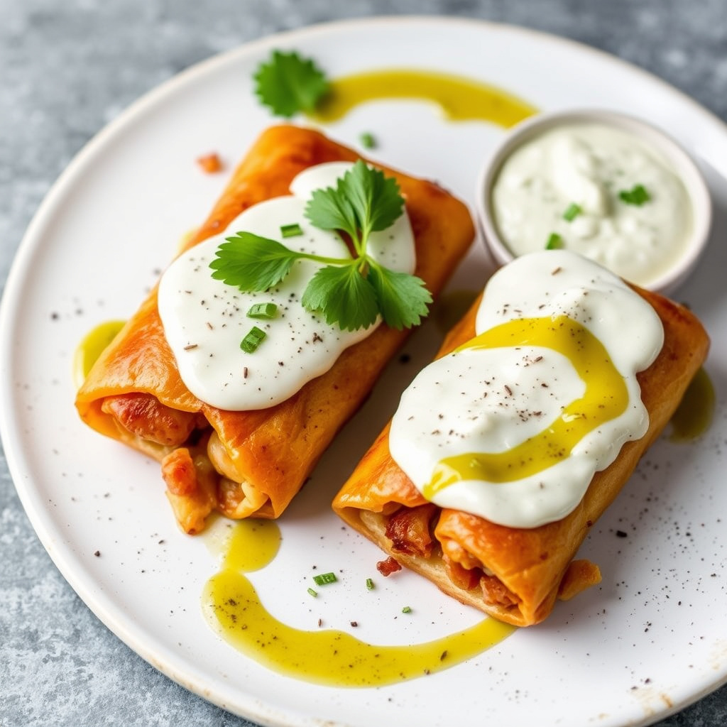 Maniladas med hvit ost og ristet tomatillo-saus
