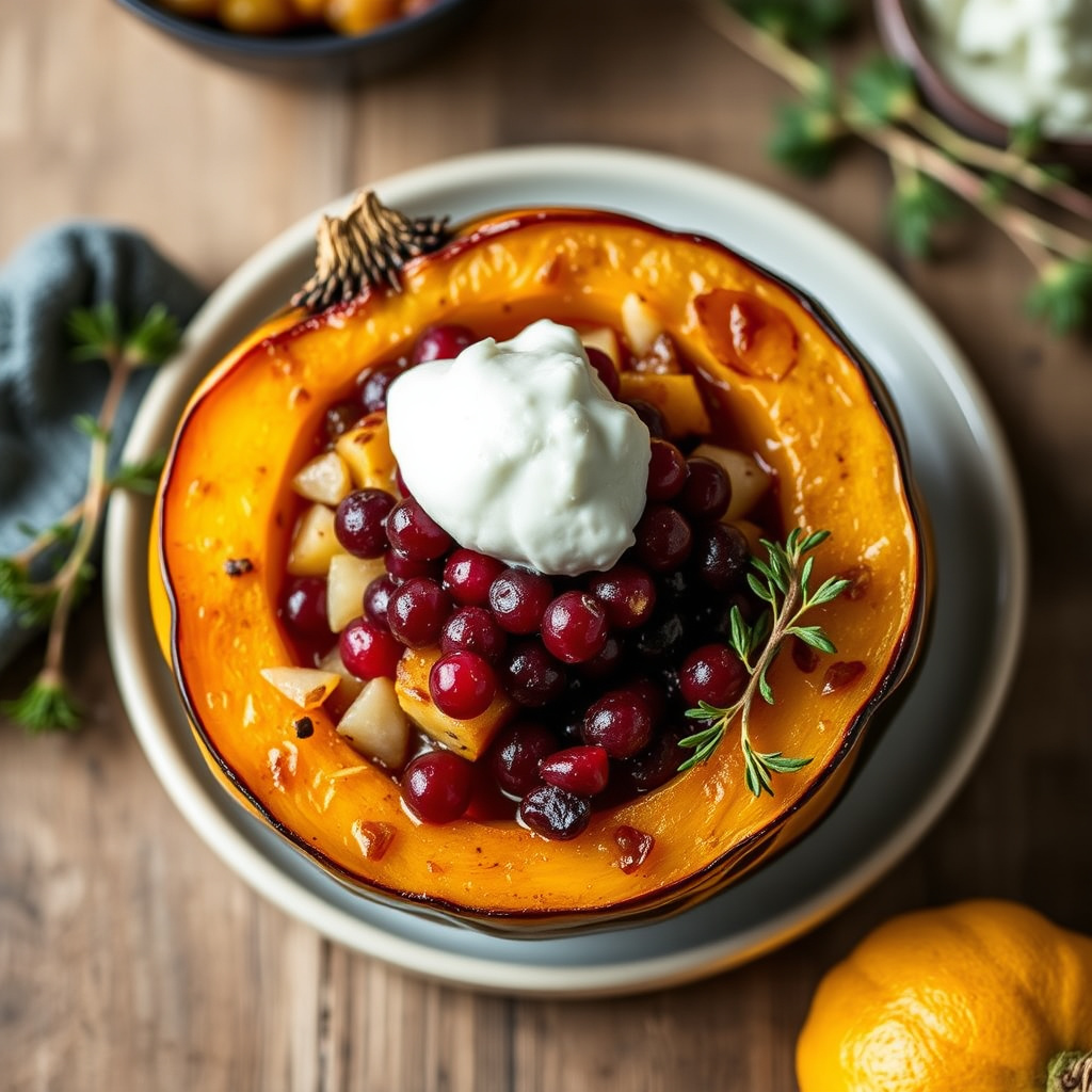 Lønnesirupglasert eikenøttkål med rips