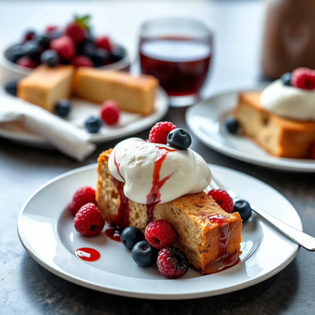 Marsala- og mascarpone-mousse med poundkake og bær