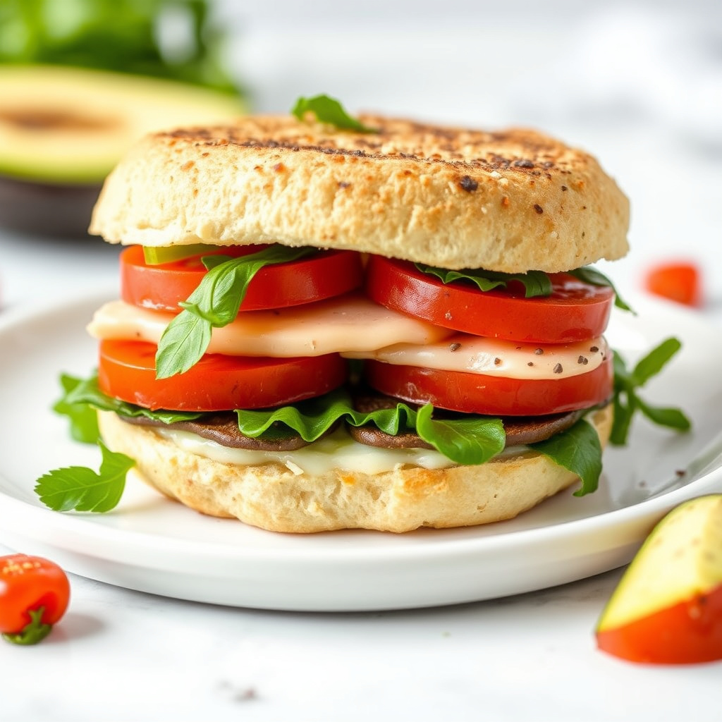 Mediterransk engelsk muffins-sandwich