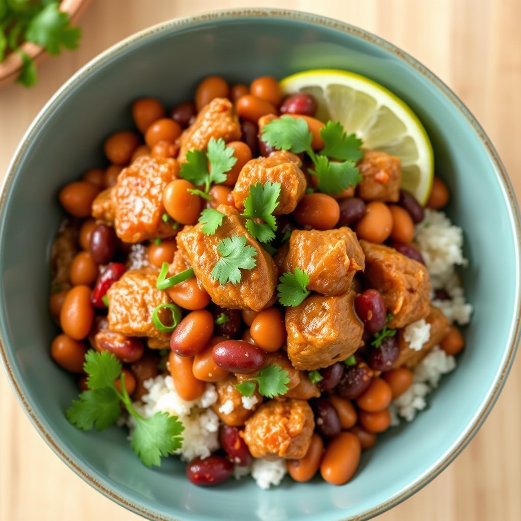 Meksikansk svinekjøtt og bønner med chorizo