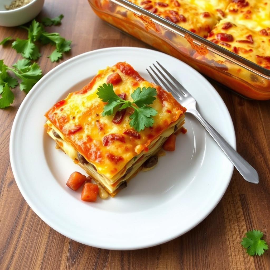 Meksikansk tortilla-grateng med kylling og bønner