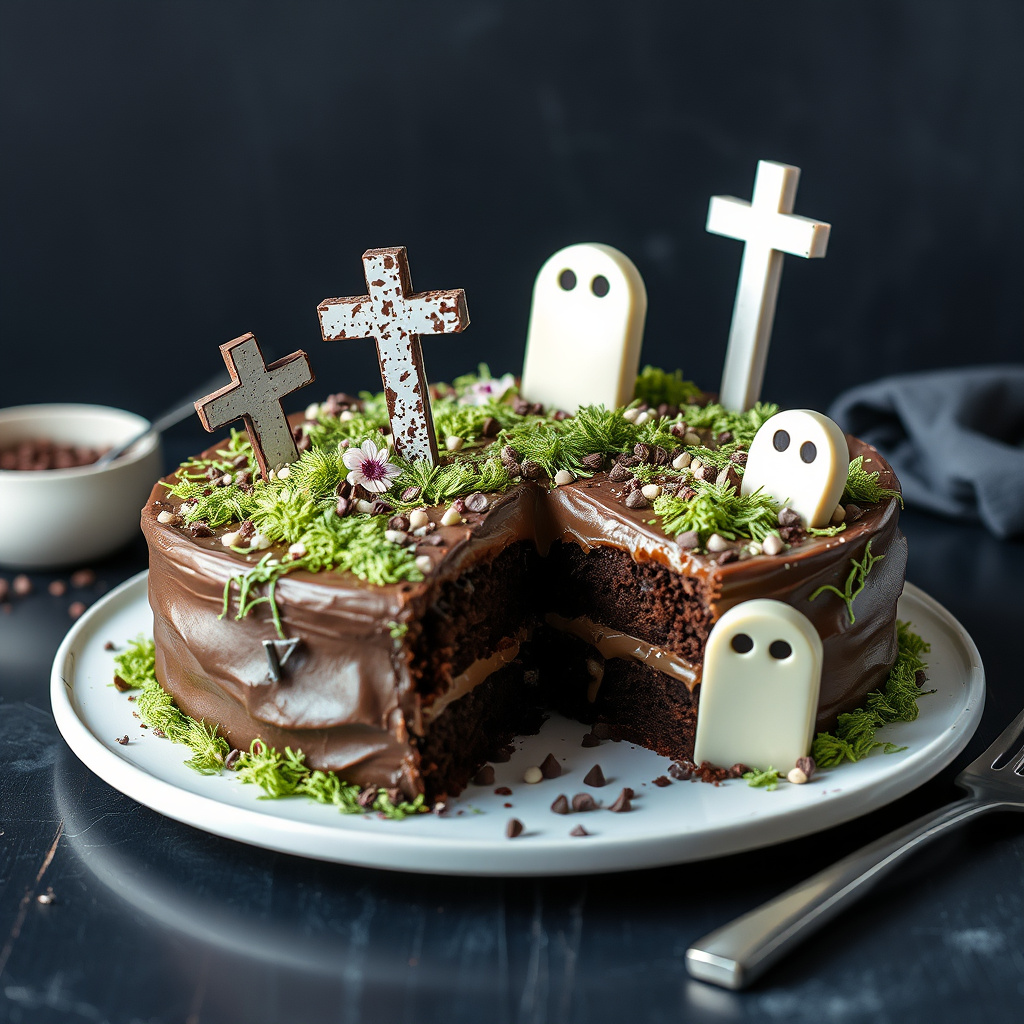 Melke-sjokolade gravplass-kake