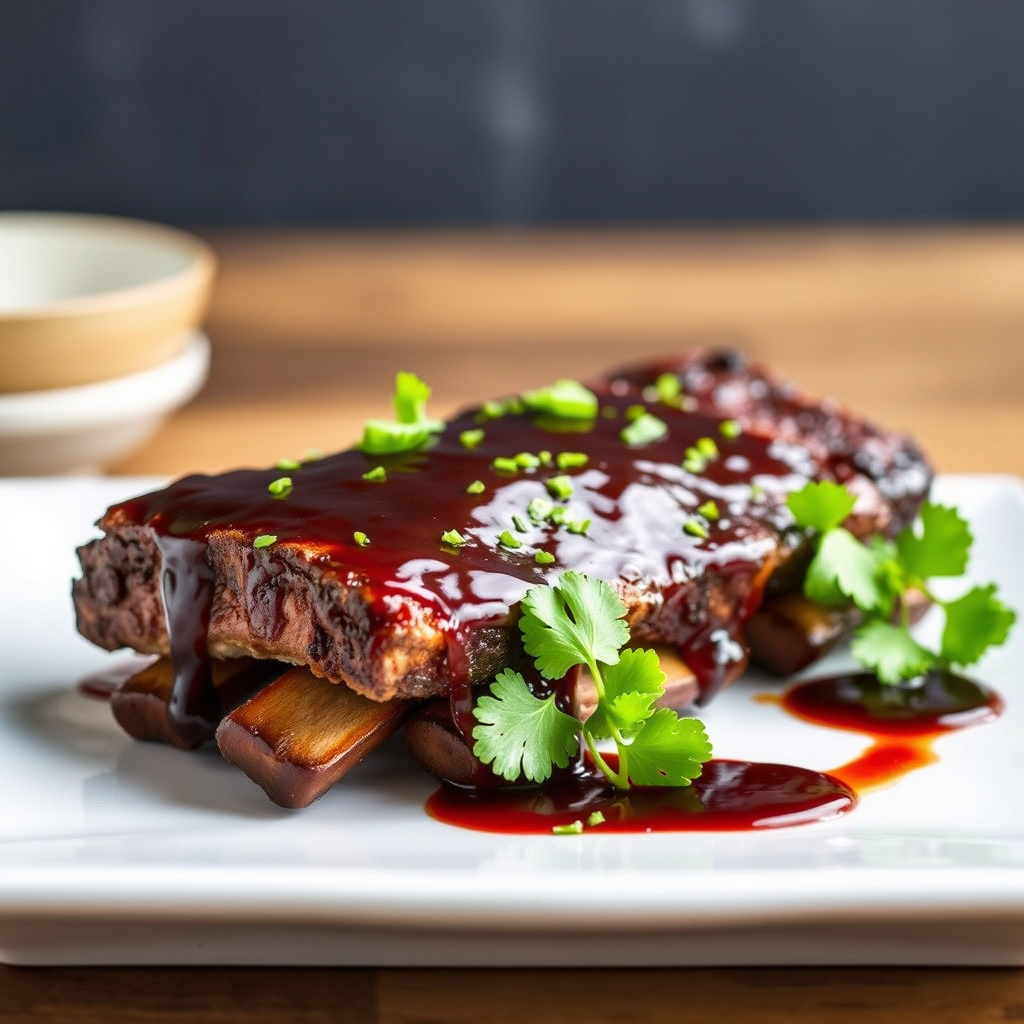 Michael Chiarellos babyback ribs med espressobarbecuesaus