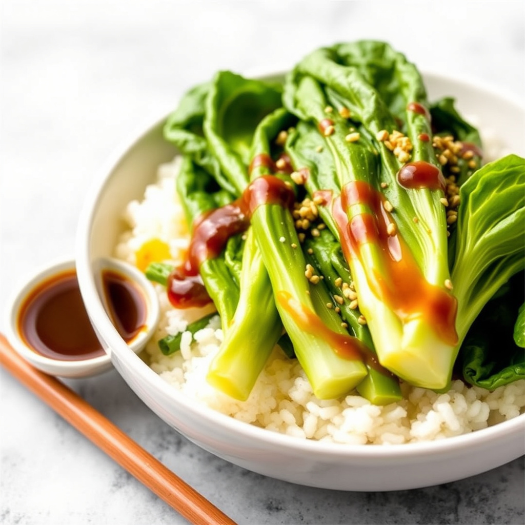 Mikrobølgeovn Baby Bok Choy med Miso-saus