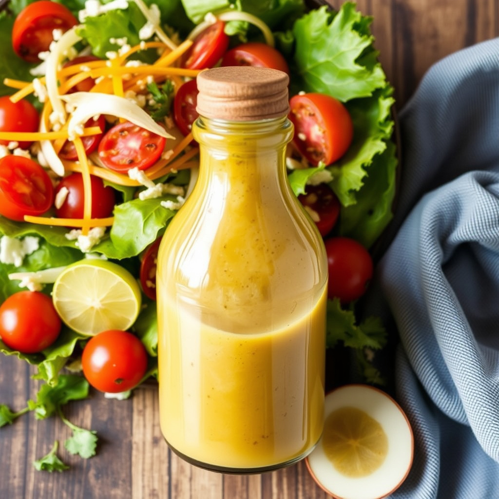 Hjemmelaget salatdressing med eplecidereddik