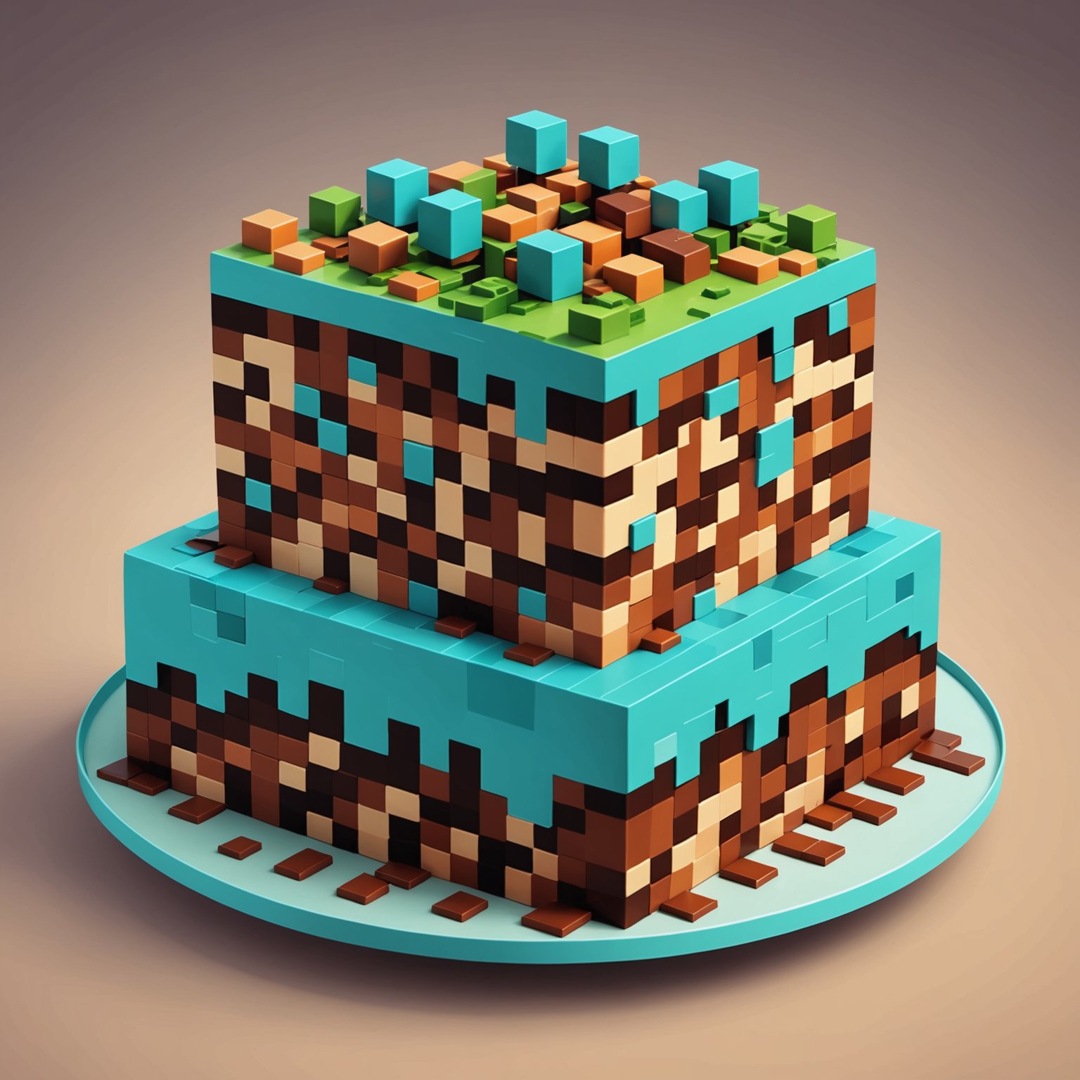 Minecraft-kake med sjokolade og marsipan