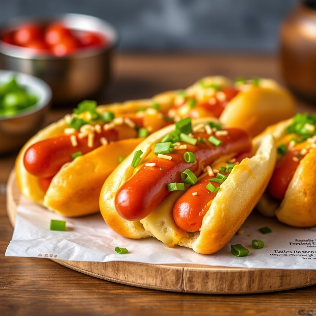 Mini Hot Dogs i Cheddar-brød