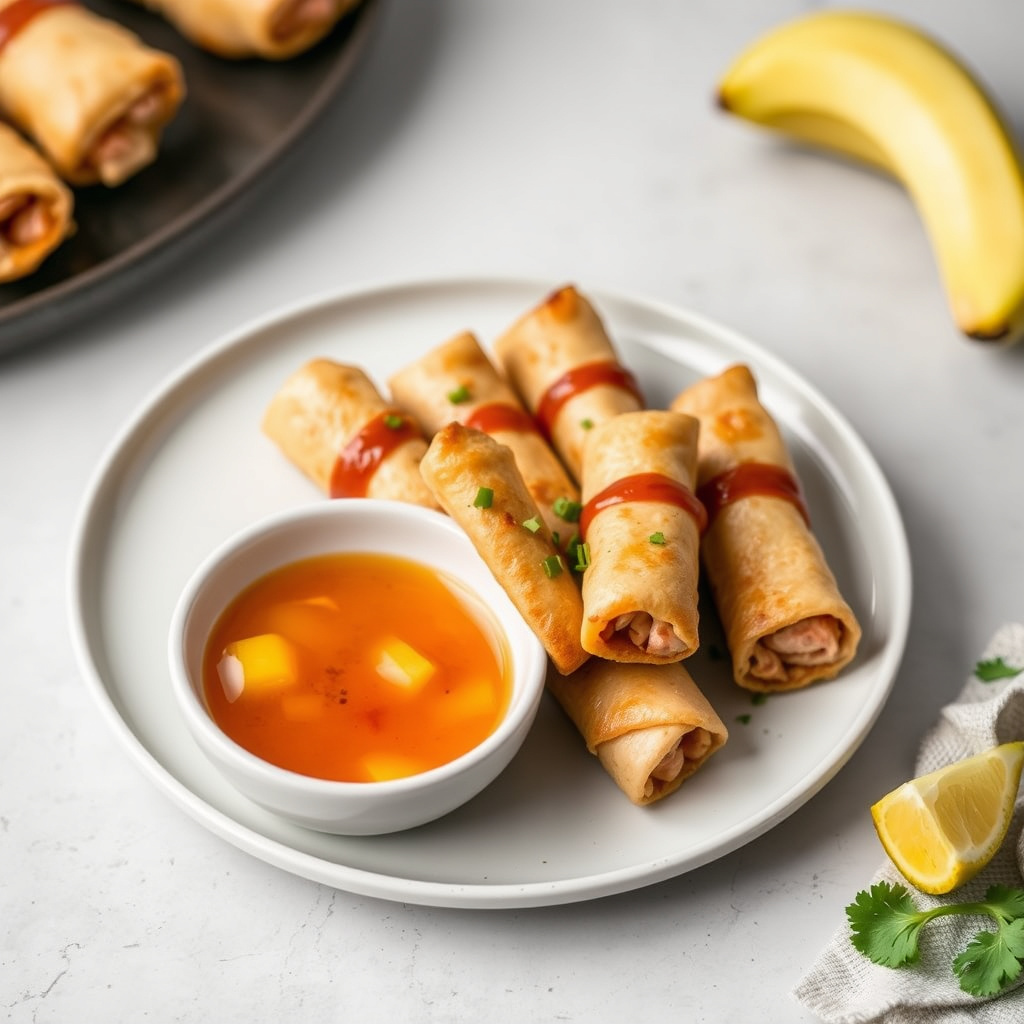 Mini kyllingsigarer med søt og sur mangodippsaus