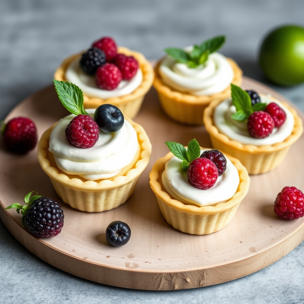 Mini limepai med glasert bær