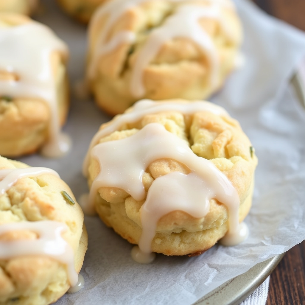 Mini vaniljescones med vaniljebønneglasur