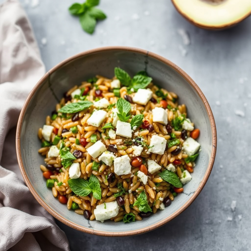 Minty Orzo, linse- og fetaostsalat