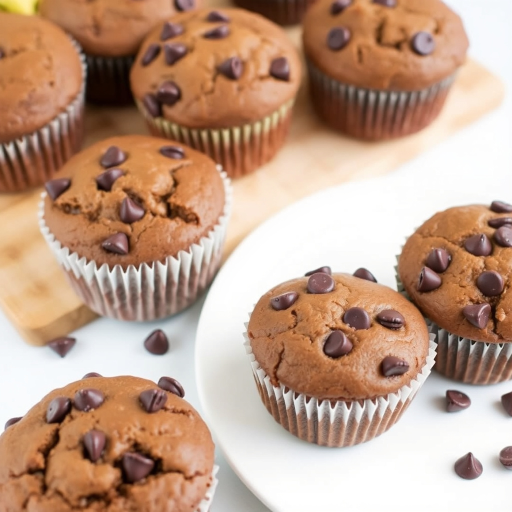 Mocha sjokoladebiter bananmuffins