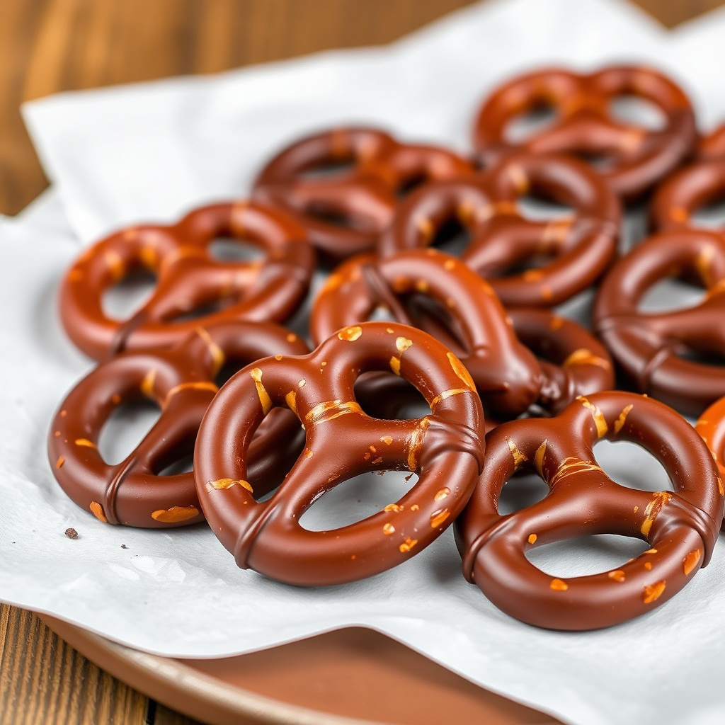 Mørk sjokolade-dyppede pretzels