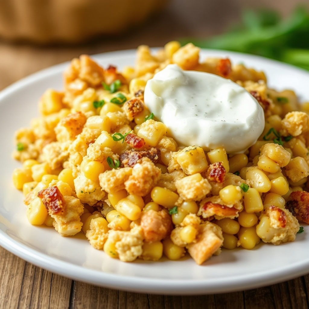 Mors deilige østers- og maisbrødpudding