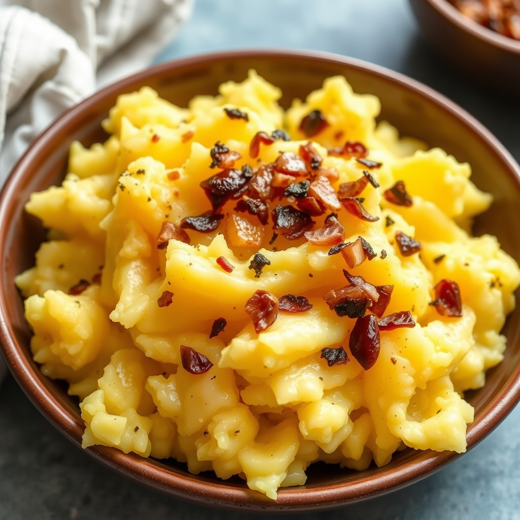 Kremet nepepuré med sprøstekt sjalottløk