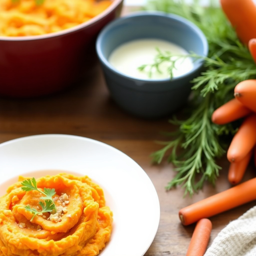 Mosede søtpoteter og gulrøtter