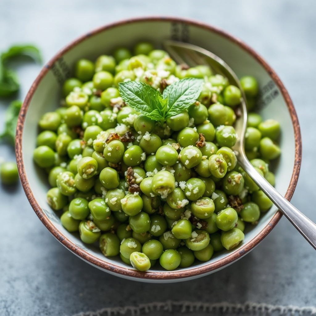 Mostede erter med fersk mynte