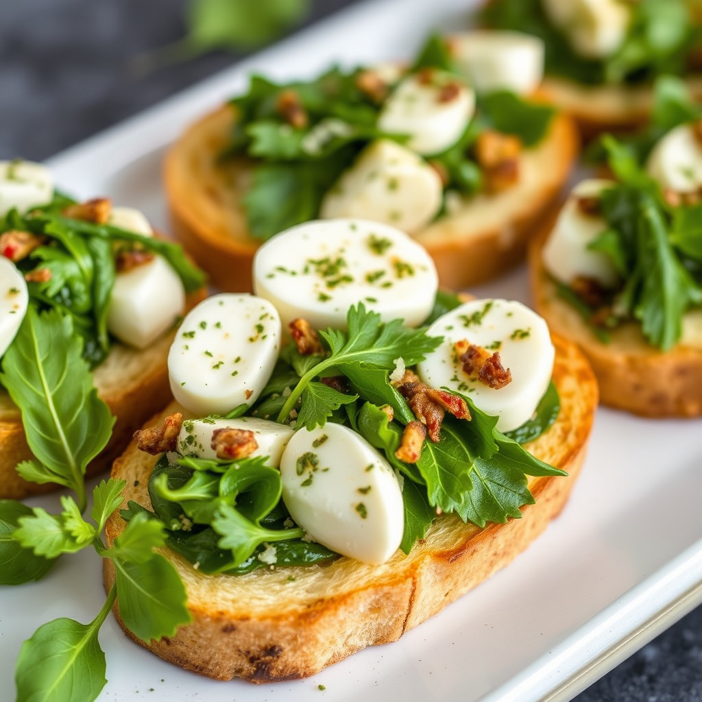 Mozzarella, Greens og Hvitløk Bruschetta