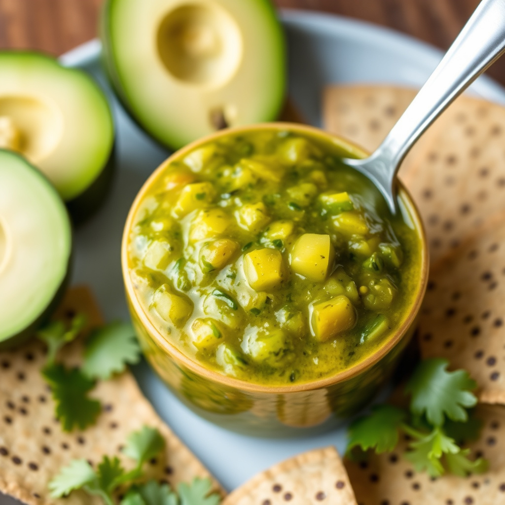 Kremet poblano-salsa med avokado