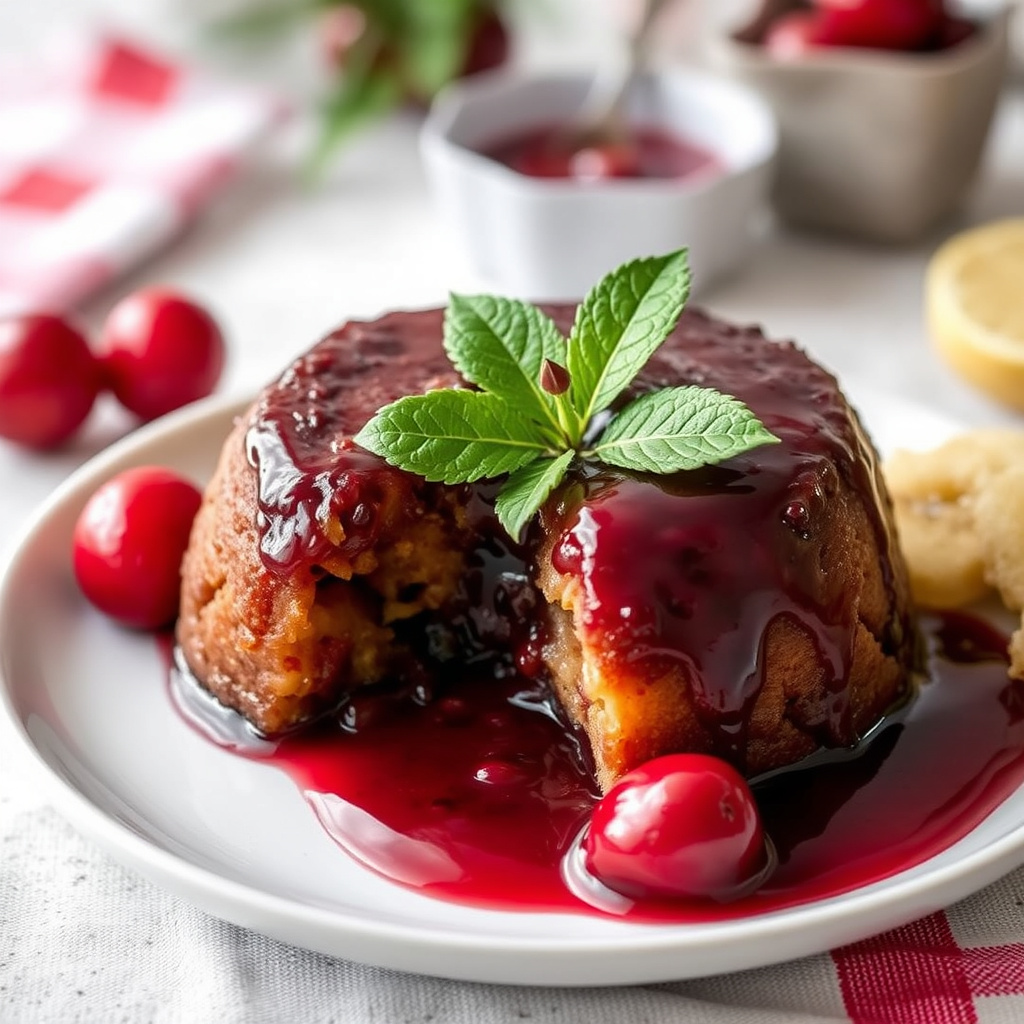 Nanas tradisjonelle julepudding med dampet plomme og hard saus