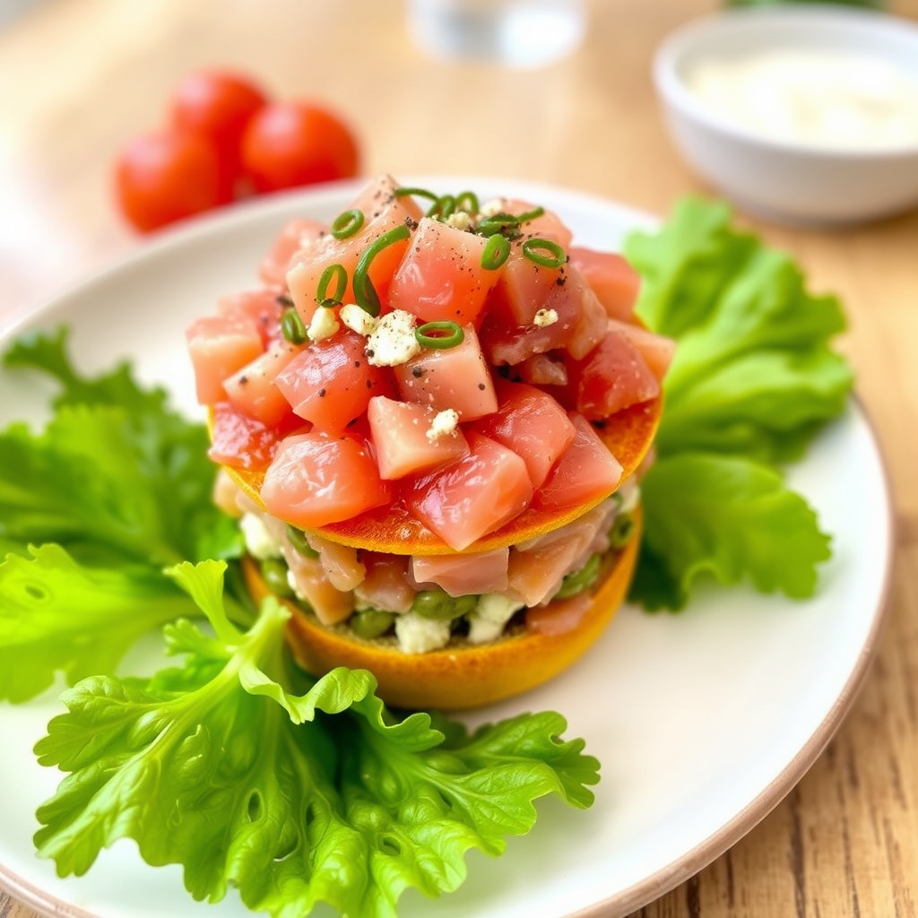 Napoleon av tunfisk tartar