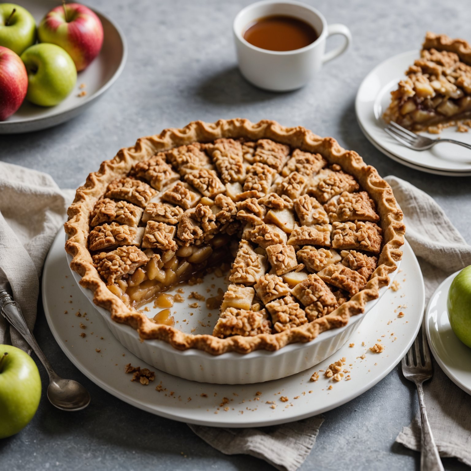 Nederlandsk eplepai med havregrynstreusel