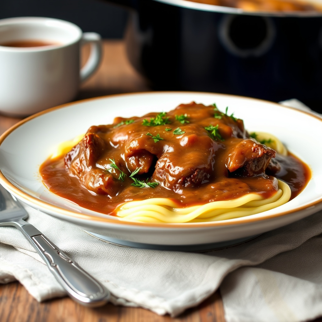 New England Pot Roast og saus