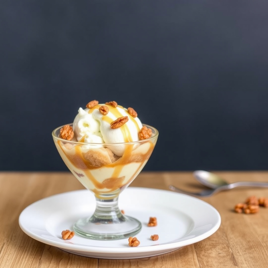 New England-sundae med lønnesirup og valnøtter