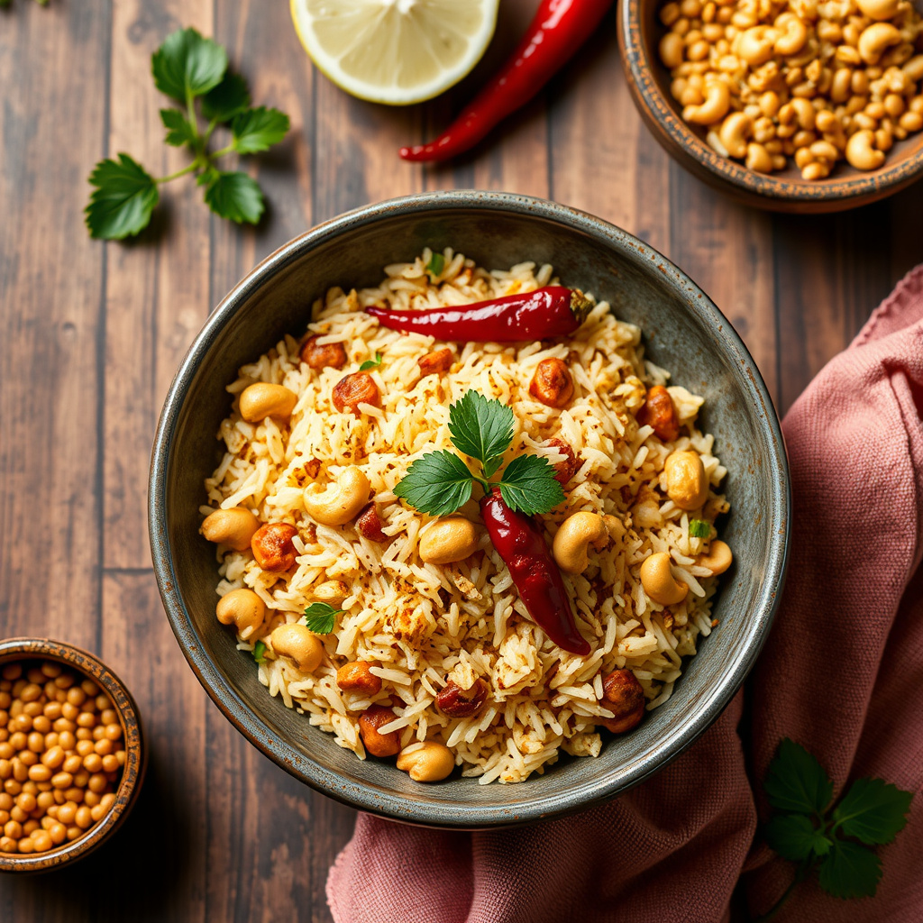 Nimbu Rice: Ris med indiske krydder, cashewnøtter og chili