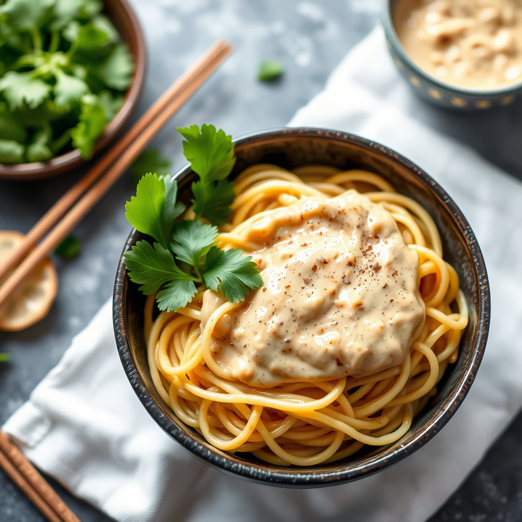 Nudler med kremet peanøttsaus