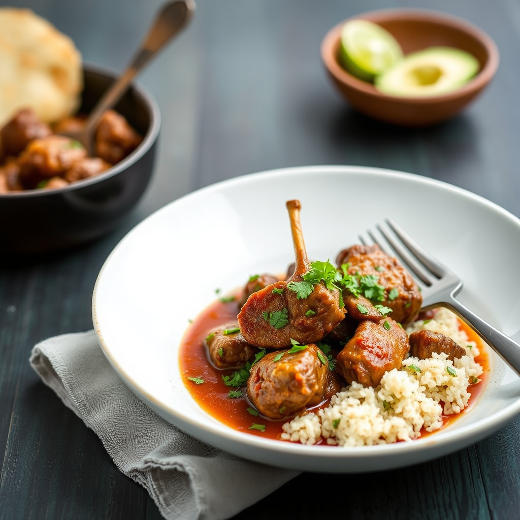 Oaxakansk lam i krydret tomatillosaus