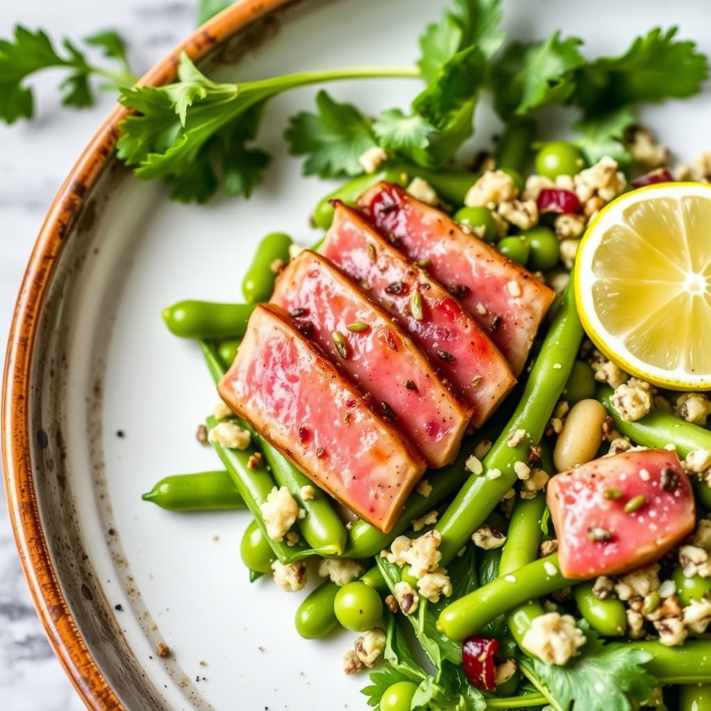 Olje-pochert tunfisk med escarole og lima bønner