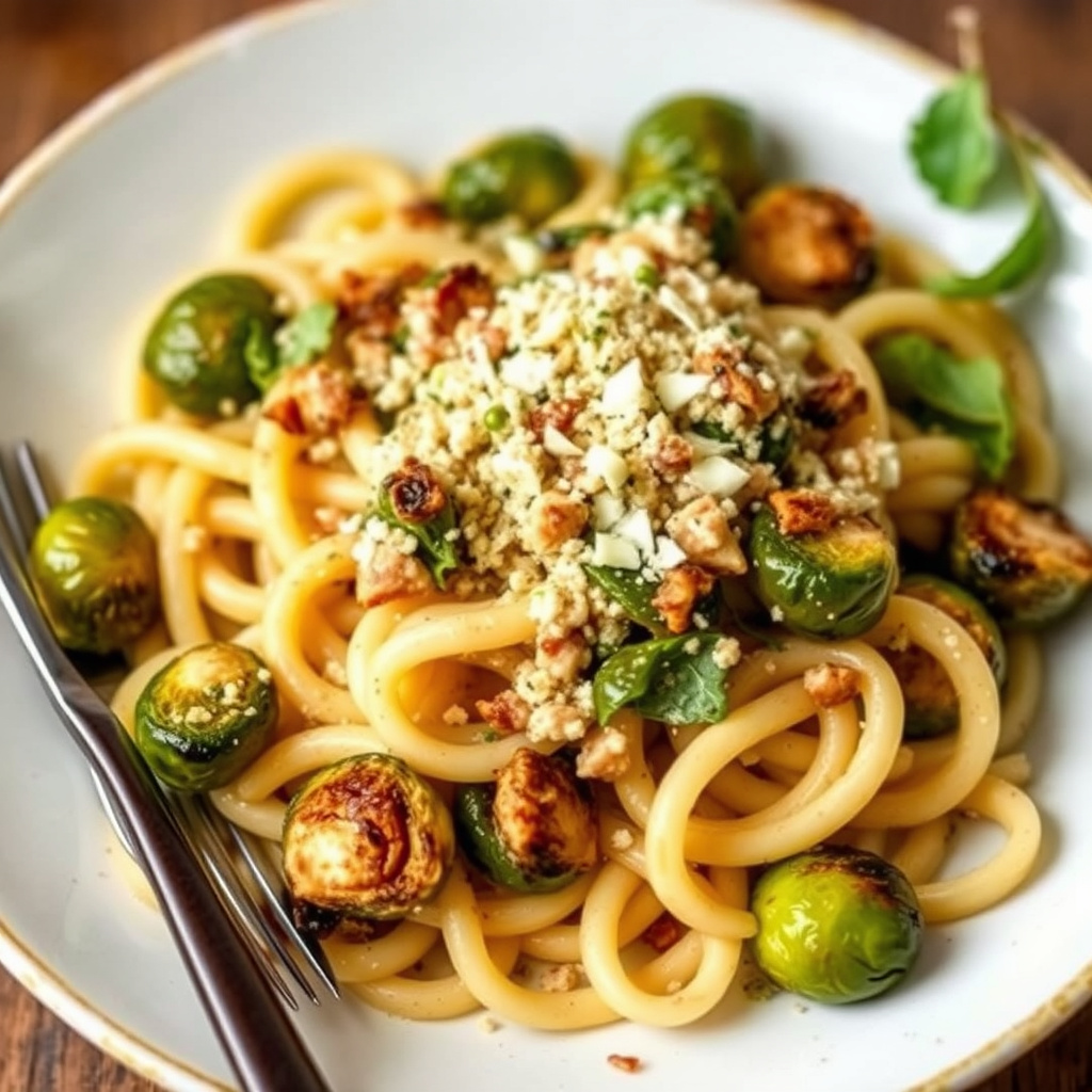 Orecchiette Carbonara med brente rosenkål
