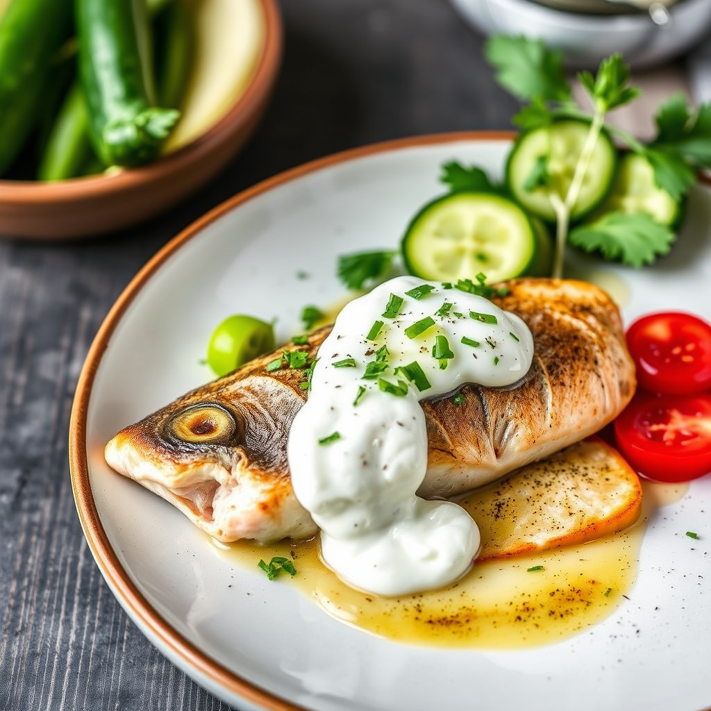 Ørret med agurk og rømme