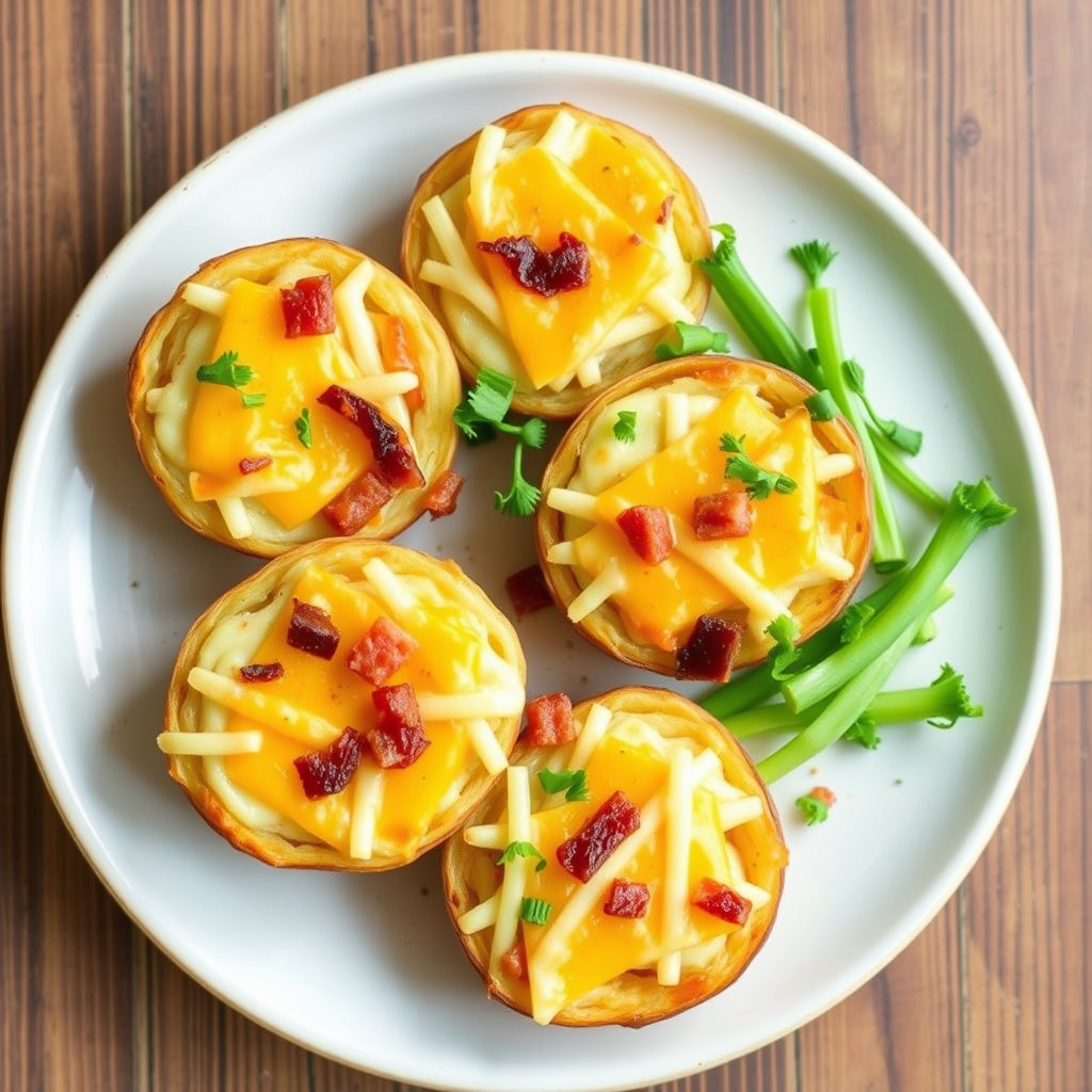 Ost- og baconfylte potetskiver