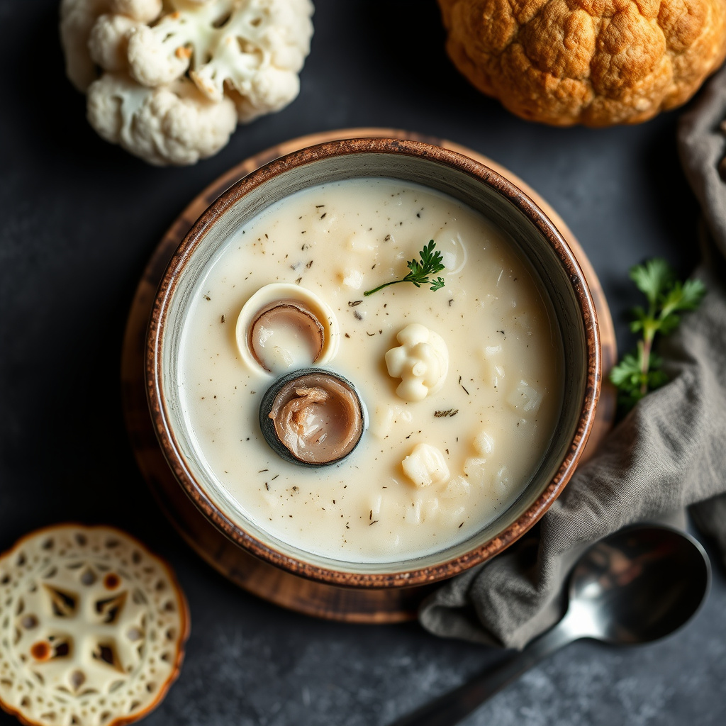 Østers- og blomkålsuppe