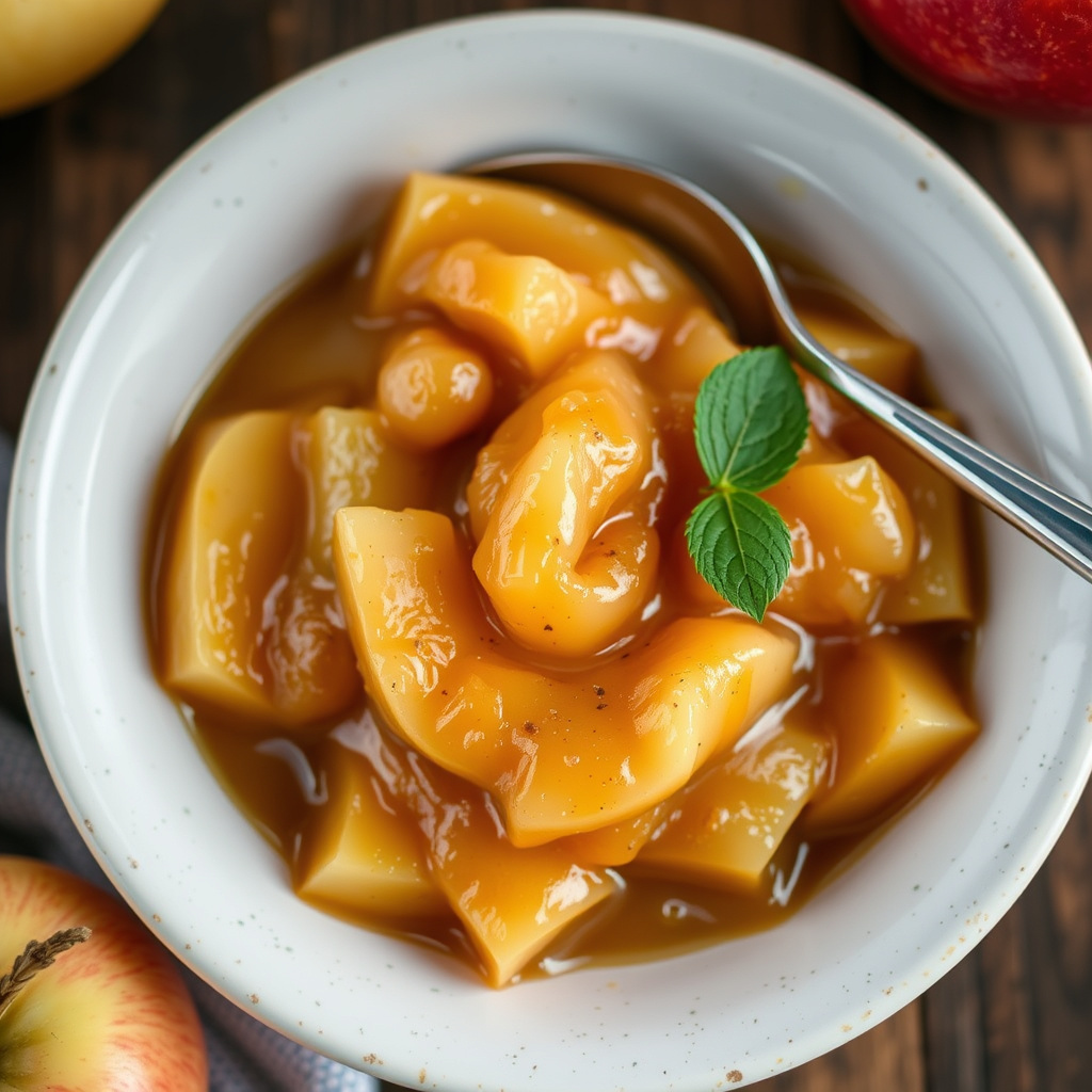 Ovnsbakt eplesaus med kanel og brandy