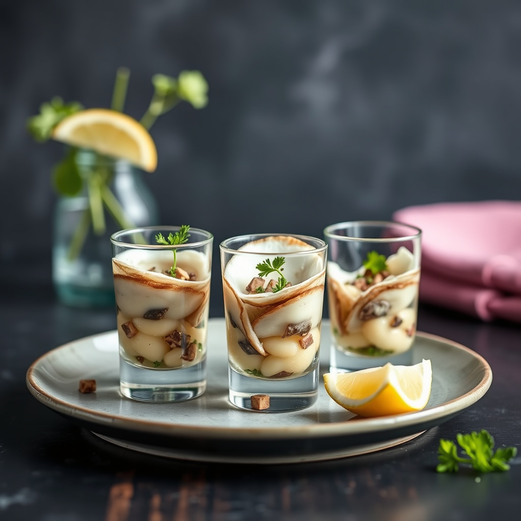 Østers-shooter med vodka og tomat