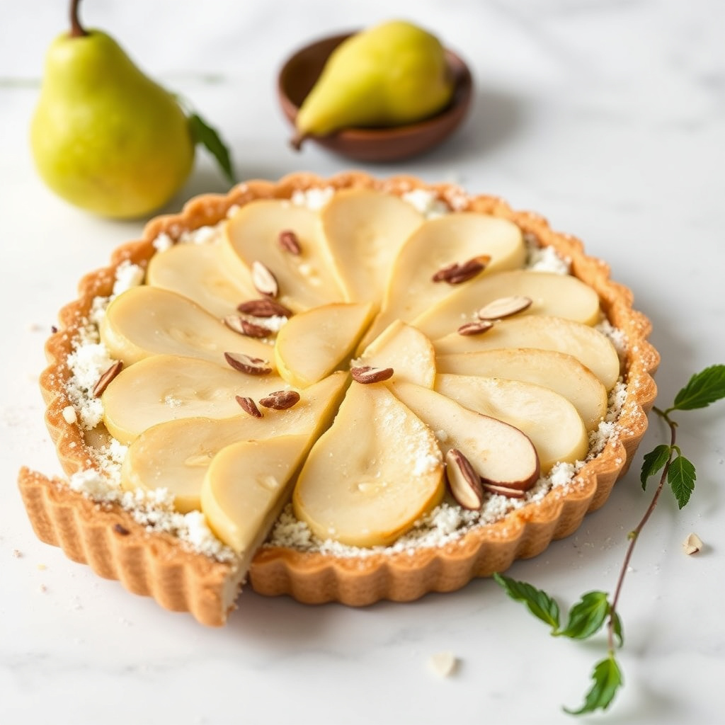 Pære- og mandeltærte