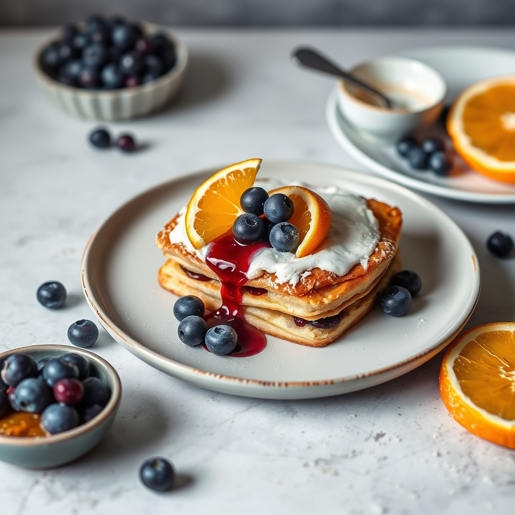 Pain Perdu med blåbær og appelsin