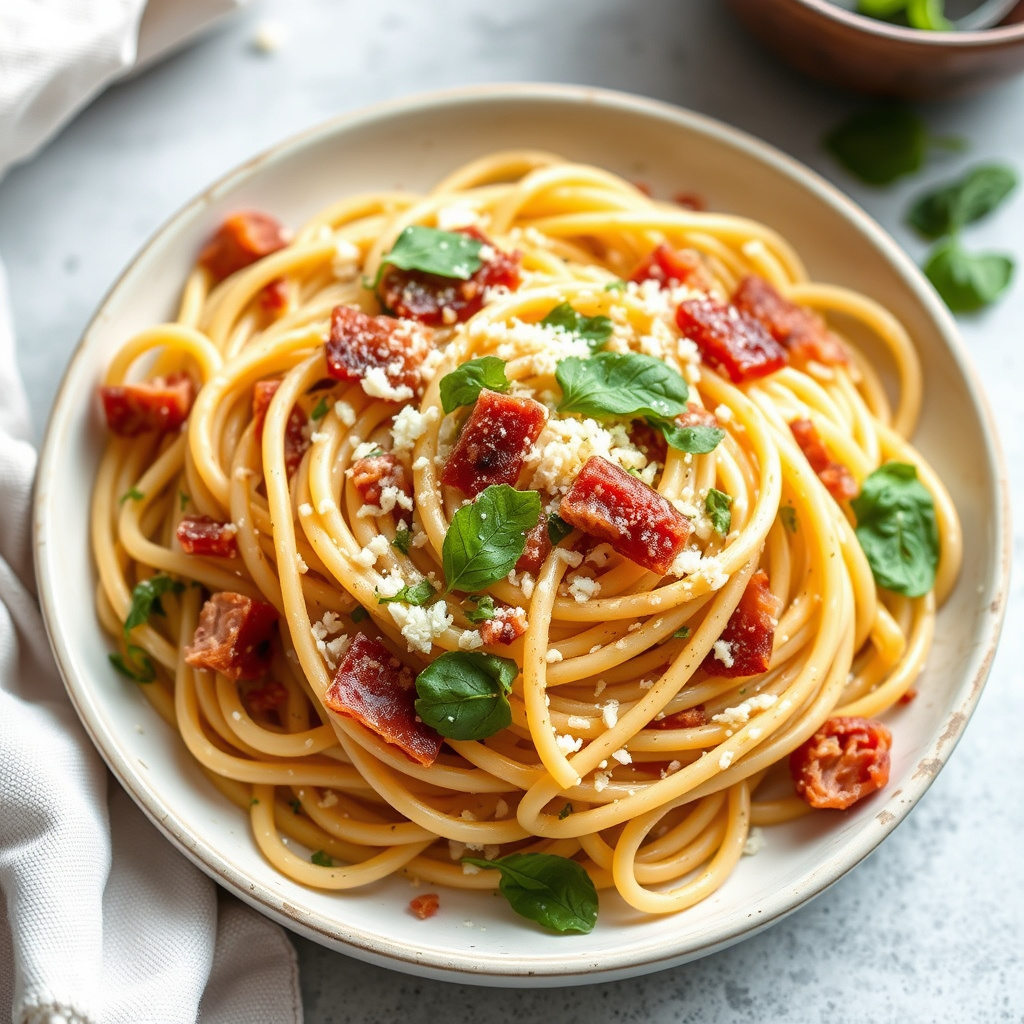 Pancetta- og baconpasta