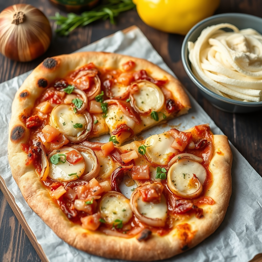 Pancetta- og løkpizza