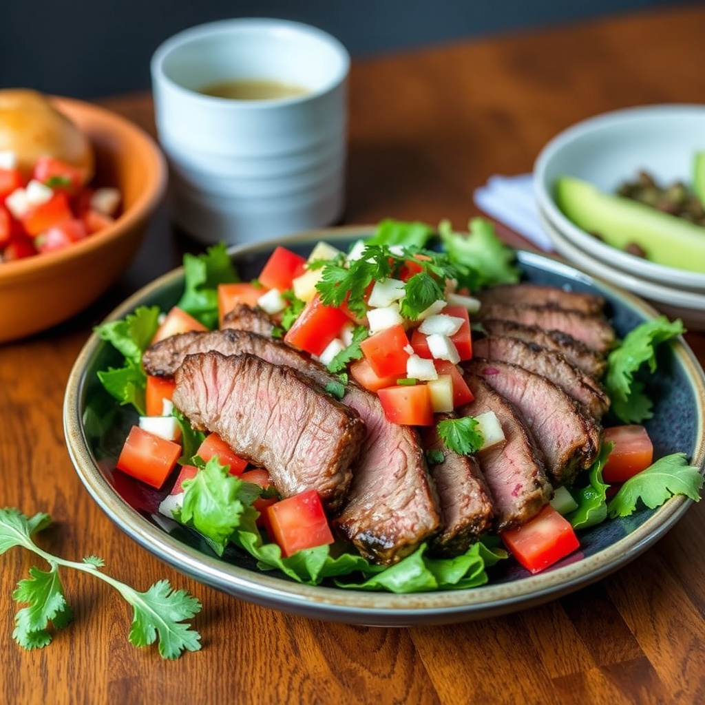 Panert flankbiff med salsa og salat