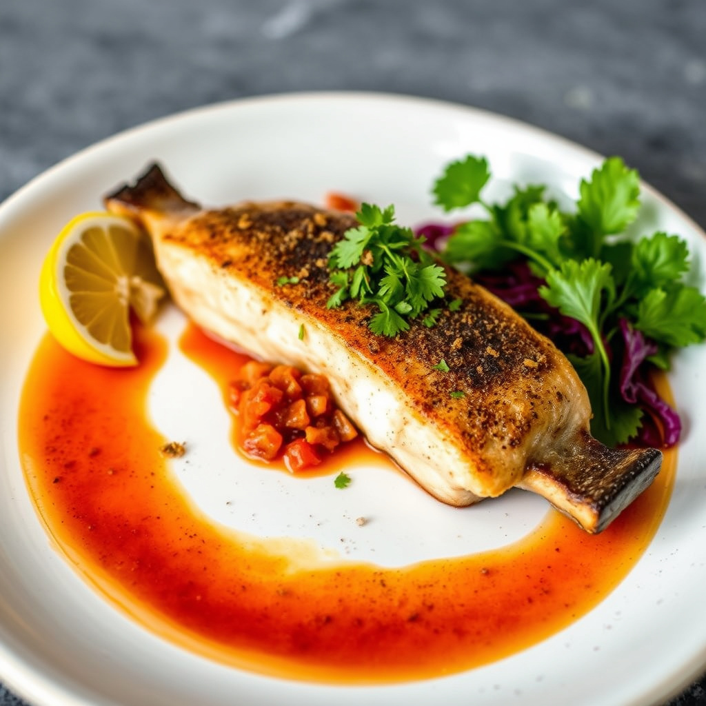 Panestekt barramundi med "Caruru"