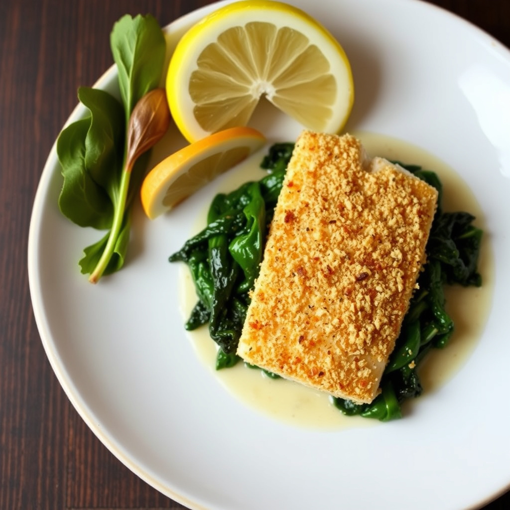 Panko-ristet kveite med sveitsisk kålrot