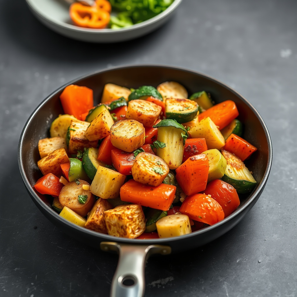 Panne-stekte sommerjerseyyogurtgrønnsaker