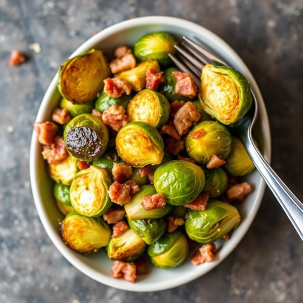 Pannestekte rosenkål med bacon